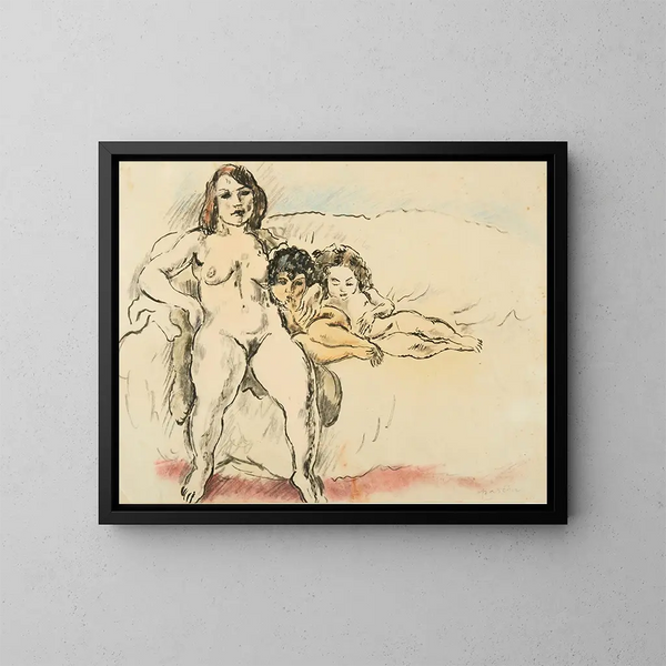 Kobiety i dzieci - Jules Pascin — oprawiony obraz na ścianie