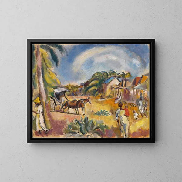 pejzaż z postaciami i wozem - Jules Pascin — oprawiony obraz na ścianie