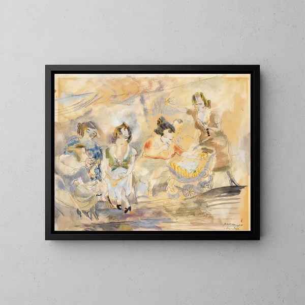 Kobieta z wózkiem - Jules Pascin — oprawiony obraz na ścianie
