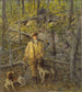 Myśliwy i psy - Julian Alden Weir — widok dzieła