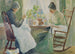 Dwie kobiety szyjące - Julian Alden Weir — widok dzieła