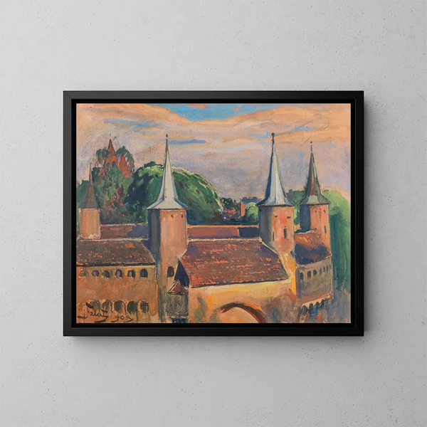 Le Barbican de Cracovie - Julian Fałat — oprawiony obraz na ścianie