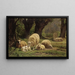 Moutons paissant dans une clairière boisée - Juliette Peyrol-Bonheur — oprawiony obraz na ścianie