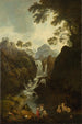 Une cascade avec des baigneurs - Julius Caesar Ibbetson — widok dzieła