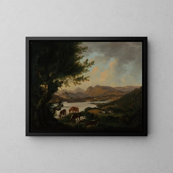 Lac Windermere - Julius Caesar Ibbetson — oprawiony obraz na ścianie