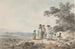 Widok Londynu z Saint-Paul w oddali, rodzina na przerwie na drodze - Julius Caesar Ibbetson — widok dzieła