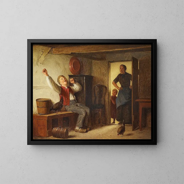 Le garçon paresseux - Julius Exner — oprawiony obraz na ścianie