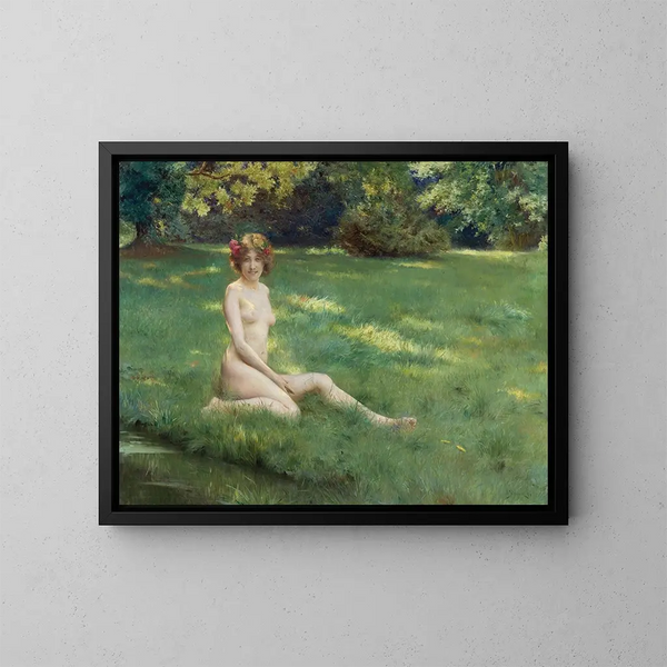 Jeden nagi na trawniku - Julius LeBlanc Stewart — oprawiony obraz na ścianie