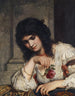 Dama na piersi z różą - Julius Schrader — widok dzieła