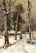Powrót do domu przez zimowy las - Julius Sergius Klever — widok dzieła