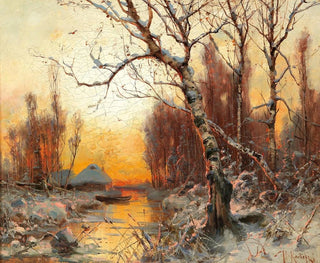 Julius Sergius Klever - Winter Landscape With Birch In The Evening Light.webp