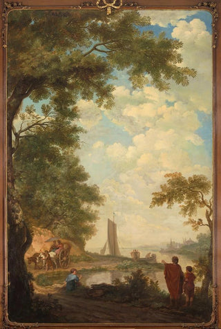 Jurriaan Andriessen - Arcadisch landschap met figuren bij een rivieroever.webp