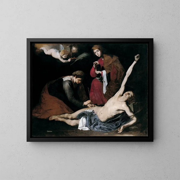 Święty Sebastian opatrzony przez święte kobiety - Jusepe de Ribera — oprawiony obraz na ścianie