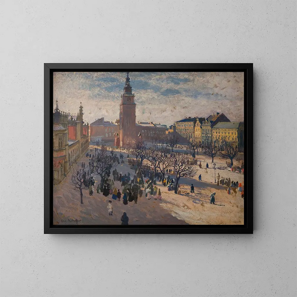 Place du marché principal à Cracovie - Józef Mehoffer — oprawiony obraz na ścianie