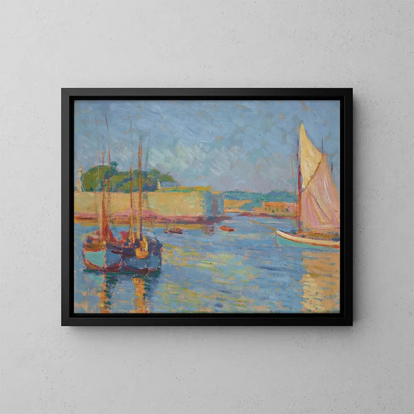 Port w Concarneau - Józef Pankiewicz — oprawiony obraz na ścianie