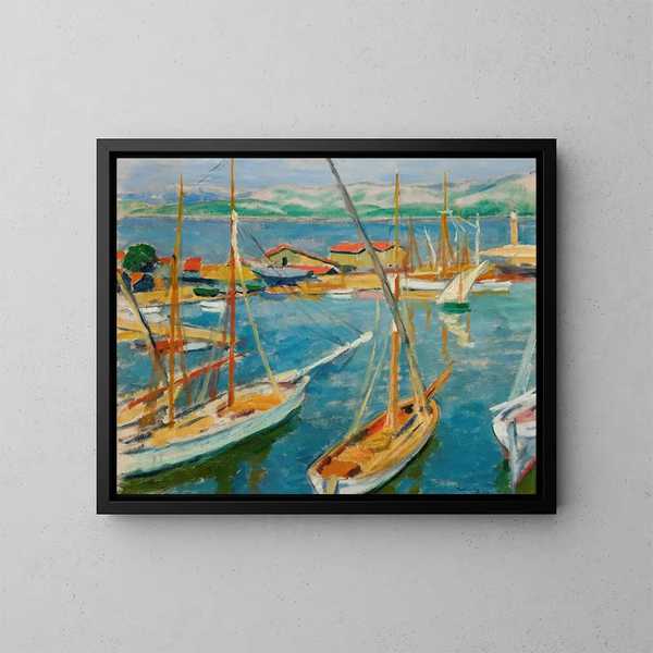 Port w Saint-Tropez - Józef Pankiewicz — oprawiony obraz na ścianie
