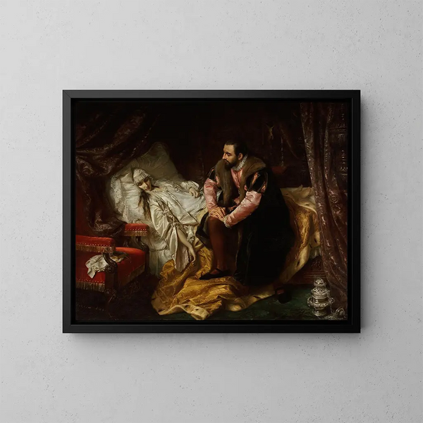 Śmierć Barbary Radziwiłł - Józef Simmler — oprawiony obraz na ścianie