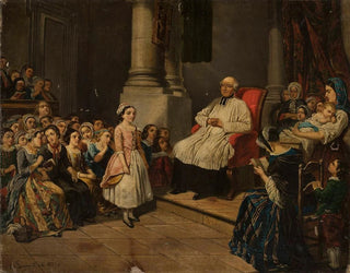 Lekcja katechizmu - Józef Szermentowski — widok dzieła