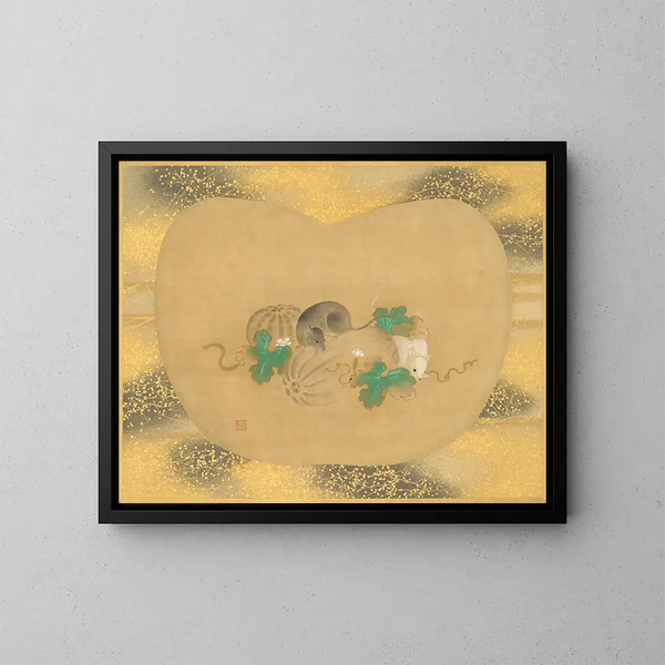 Gourd i mysz - Kanō Tsunenobu — oprawiony obraz na ścianie
