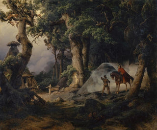 Karl Friedrich Lessing - Charcoal Kiln in an Oak Tree Forest.webp