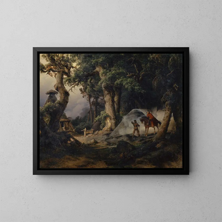 Karl Friedrich Lessing - Charcoal Kiln in an Oak Tree Forest.webp