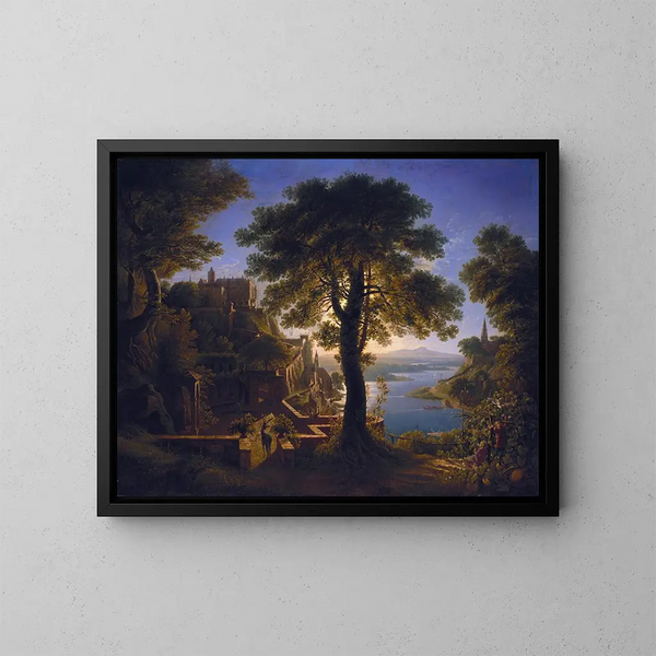 Château au bord de la rivière - Karl Friedrich Schinkel — oprawiony obraz na ścianie