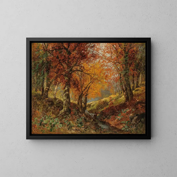 Une clairière forestière en automne - Karl Vikas — oprawiony obraz na ścianie