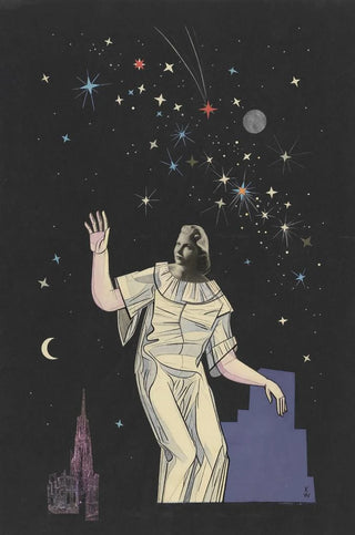 Karl Wiener - Ohne Titel Collage Frau Gestirne Stephansdom.webp