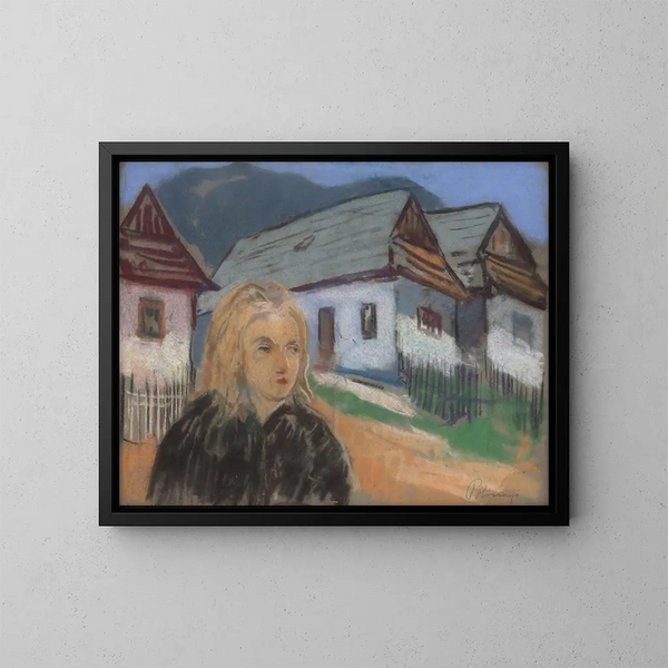 Motyw wiejski - Karol Polnyi — oprawiony obraz na ścianie