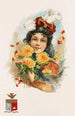 Młoda kobieta z żółtymi chryzantemami - Katherine Connor — widok dzieła