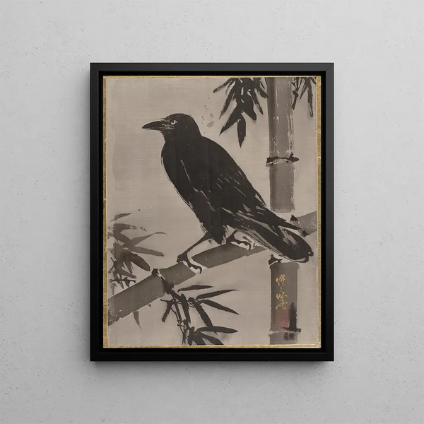Kawanabe Kysai - Crow on a Bamboo Branch.webp