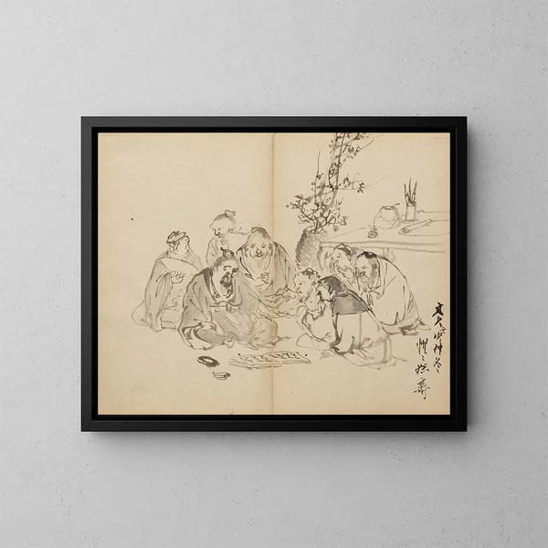 Zgromadzenie uczonych - Kawanabe Kyōsai — oprawiony obraz na ścianie