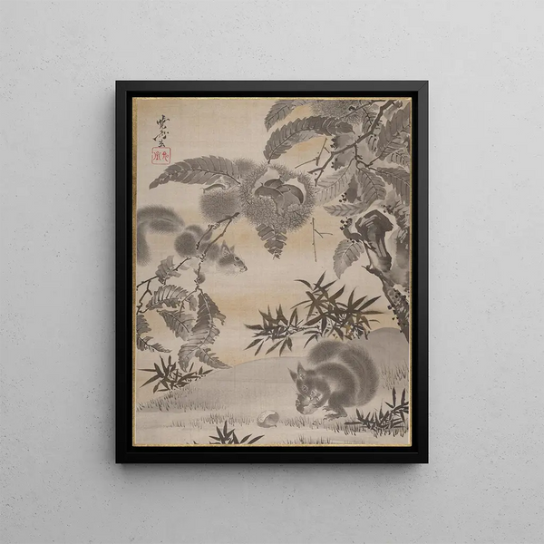 Kawanabe Kysai - Squirrels Gathering Chestnuts.webp