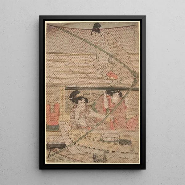 Kitagawa Utamaro - Fishing with a FourArmed Scoopnet Yotsu Deami center component of triptych.webp