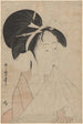 Tête de femme tenant une serviette dans sa bouche - Kitagawa Utamaro — widok dzieła