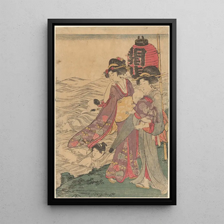 Kitagawa Utamaro - Two Women with Children at the Seashore.webp