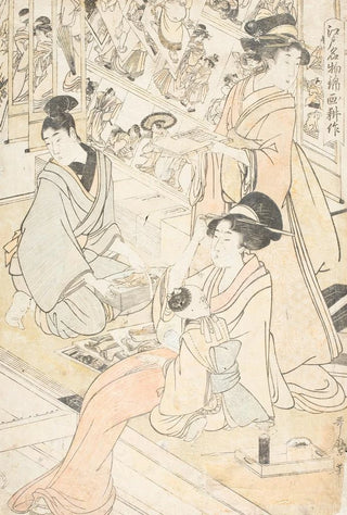 Kitagawa Utamaro - Woodblock Printer Distributing New Prints.webp