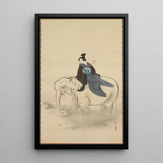 Kitao Masayoshi - Courtesan Riding an Elephant Parody of the Bodhisattva Fugen.webp