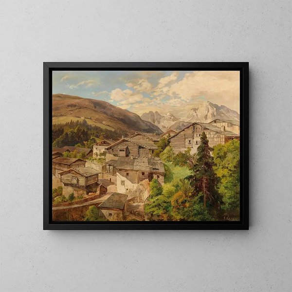 Village alpin - Konrad Petrides — oprawiony obraz na ścianie