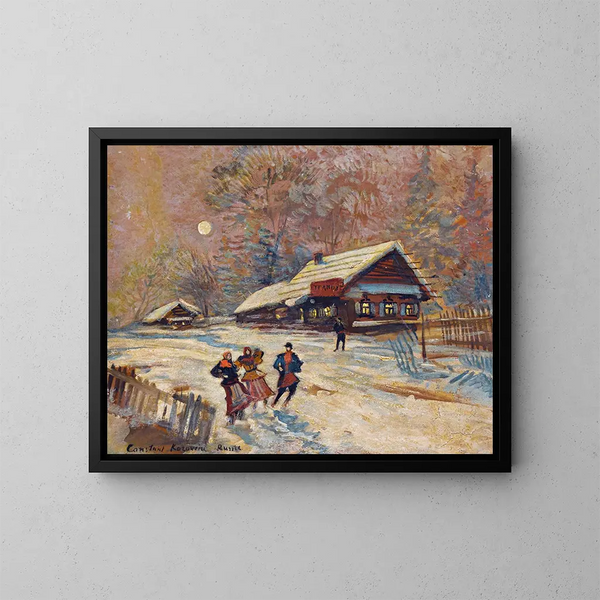 Fêteurs devant la taverne - Konstantin Alexeïevitch Korovine — oprawiony obraz na ścianie