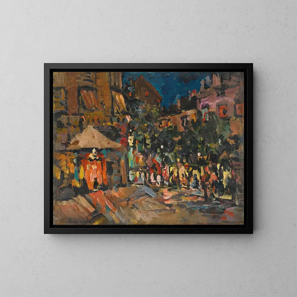 Paryż nocą - Konstantin Alexeïevitch Korovine — oprawiony obraz na ścianie