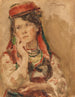 Portret młodej kobiety w tradycyjnym stroju - Konstantin Egorovich Makovsky — widok dzieła