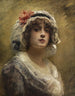 Portret młodej dziewczyny z białą czapką z tkaniny - Konstantin Makowski — widok dzieła
