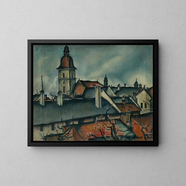 Widok na Koszyce - Konstantin Bauer — oprawiony obraz na ścianie
