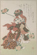 dwóch tancerzy wykonujących taniec shakkymono kabuki z albumu Surimono de la pluie de printemps Harusame surimonoj vol 3 - Kubo Shunman — widok dzieła