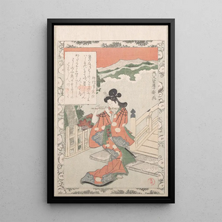 Kubo Shunman - Young Woman Playing the Flute by a Bridge.webp