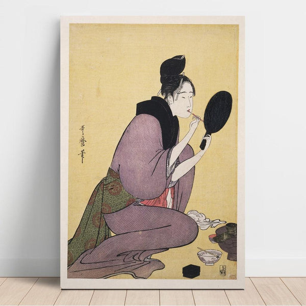 Kuchi-beni - Painting the Lips - Kitagawa Utamaro | Reproduction Tableau Décoration murale affiche copie