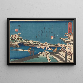 Kunikazu Utagawa - Snow Scene River and Figures.webp