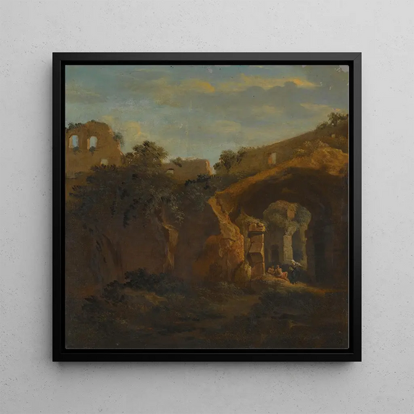 L'intérieur du Colisée avec des figures reposant sous une arche - Jan Frans Van Bloemen
