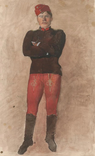 Ladislav Mednynszky - Standing soldier with folded arms.webp